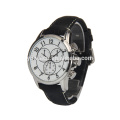 stainless steel case genuine leather strap chronograph current men watches